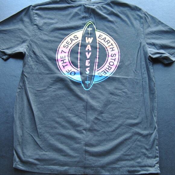 H&M Waves Short Sleeve Shirt Black with Rainbow Logo Small - Picture 4 of 5